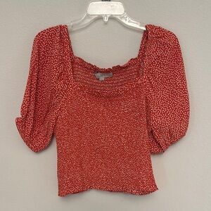 LOFT Puff Sleeve Smocked Blouse